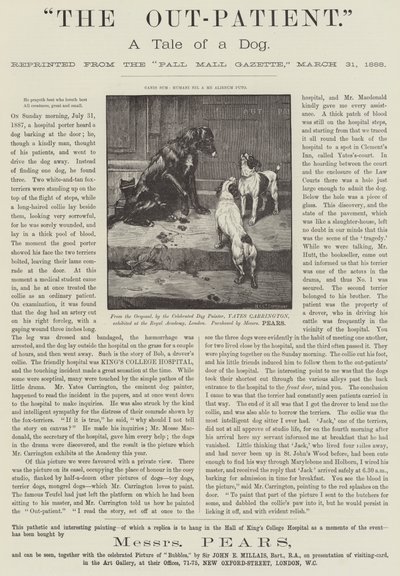 Advertisement, The Out-Patient, a Tale of a Dog (engraving) by James Yates Carrington